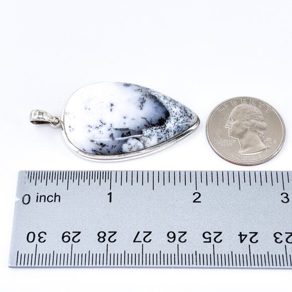 Vintage Sterling Silver 925 Dendritic Opal Teardrop Pendant - Picture 7 of 7